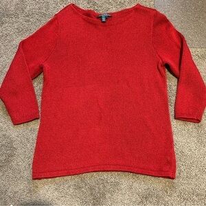 Lauren Ralph Lauren 100% Mercerized Cotton Knitted Red Pullover Sweater Size Lrg
